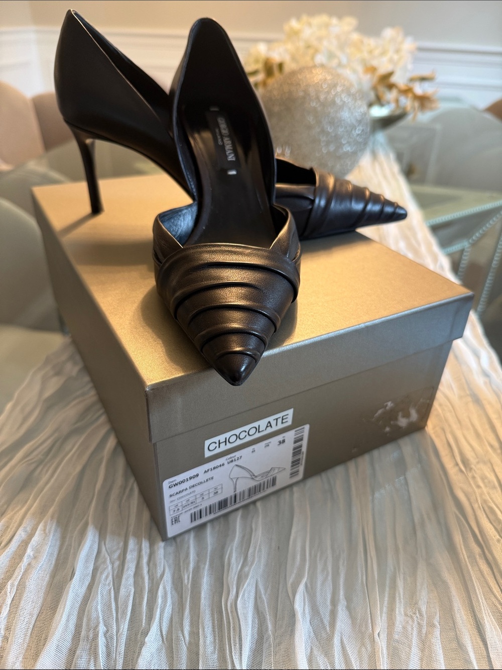 Chocolate Black Layered Pointed Toe Stiletto Pumps